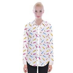 Multicolored Pencils And Erasers Womens Long Sleeve Shirt