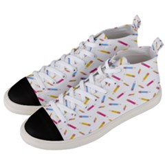 Multicolored Pencils And Erasers Men s Mid-top Canvas Sneakers by SychEva