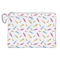 Multicolored Pencils And Erasers Canvas Cosmetic Bag (xl) by SychEva