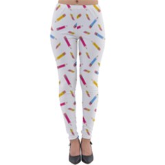 Multicolored Pencils And Erasers Lightweight Velour Leggings by SychEva