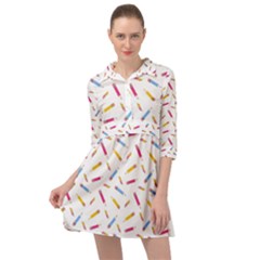 Multicolored Pencils And Erasers Mini Skater Shirt Dress by SychEva