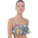 Leaves Foliage Batik Seamless Frill Bikini Top View1