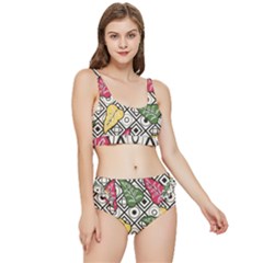 Leaves Foliage Batik Seamless Frilly Bikini Set