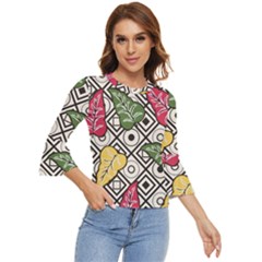 Leaves Foliage Batik Seamless Bell Sleeve Top