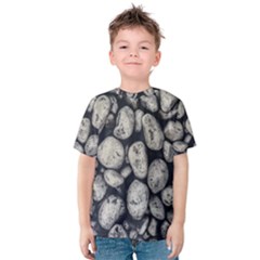 White Rocks Close Up Pattern Photo Kids  Cotton Tee