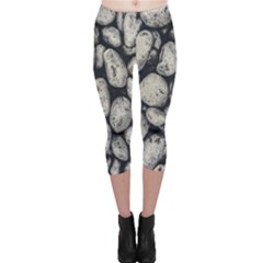 White Rocks Close Up Pattern Photo Capri Leggings 