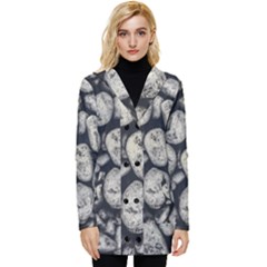 White Rocks Close Up Pattern Photo Button Up Hooded Coat 