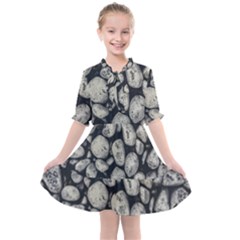 White Rocks Close Up Pattern Photo Kids  All Frills Chiffon Dress