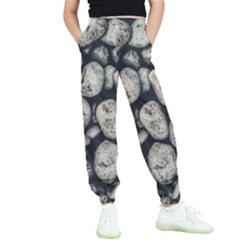 White Rocks Close Up Pattern Photo Kids  Elastic Waist Pants