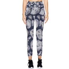 White Rocks Close Up Pattern Photo Pocket Leggings 