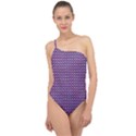 Metallic Mesh Screen 2 Classic One Shoulder Swimsuit View1