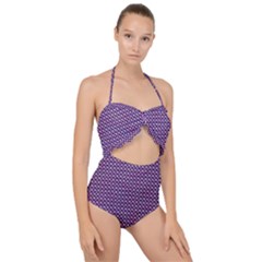 Metallic Mesh Screen 2 Scallop Top Cut Out Swimsuit by impacteesstreetweareight