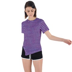 Metallic Mesh Screen 2 Asymmetrical Short Sleeve Sports Tee