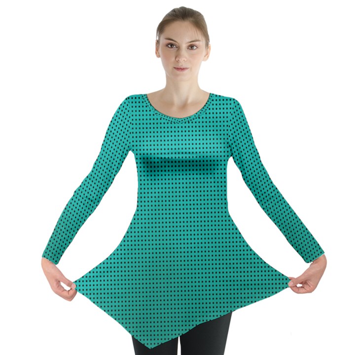 Metallic Mesh Screen 2-blue Long Sleeve Tunic 