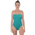 Metallic Mesh Screen 2-blue Tie Back One Piece Swimsuit View1