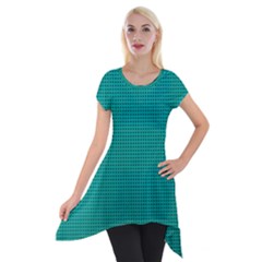 Metallic Mesh Screen 2-blue Short Sleeve Side Drop Tunic by impacteesstreetweareight