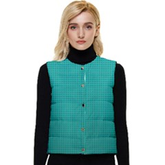 Metallic Mesh Screen 2-blue Women s Short Button Up Puffer Vest