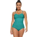 Metallic Mesh Screen 2-blue Retro Full Coverage Swimsuit View1