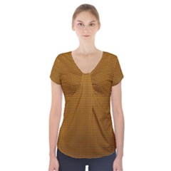 Metallic Mesh Screen 2-gold Short Sleeve Front Detail Top by impacteesstreetweareight