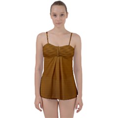 Metallic Mesh Screen 2-gold Babydoll Tankini Set by impacteesstreetweareight