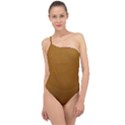 Metallic Mesh Screen 2-gold Classic One Shoulder Swimsuit View1