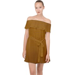 Metallic Mesh Screen 2-gold Off Shoulder Chiffon Dress by impacteesstreetweareight