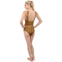 Metallic Mesh Screen 2-gold Cross Front Low Back Swimsuit View2