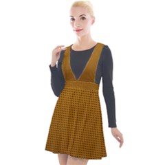 Metallic Mesh Screen 2-gold Plunge Pinafore Velour Dress