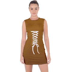 Metallic Mesh Screen 2-gold Lace Up Front Bodycon Dress by impacteesstreetweareight