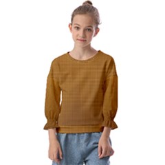 Metallic Mesh Screen 2-gold Kids  Cuff Sleeve Top