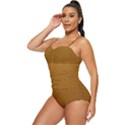 Metallic Mesh Screen 2-gold Retro Full Coverage Swimsuit View2