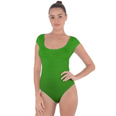 Metallic Mesh Screen 2-green Short Sleeve Leotard  by impacteesstreetweareight