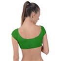 Metallic Mesh Screen 2-green Cap Sleeve Ring Bikini Top View2