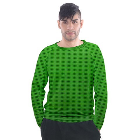 Metallic Mesh Screen 2-green Men s Long Sleeve Raglan Tee by impacteesstreetweareight