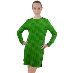 Metallic Mesh Screen 2-green Long Sleeve Hoodie Dress