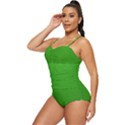 Metallic Mesh Screen 2-green Retro Full Coverage Swimsuit View2