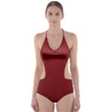 Metallic Mesh Screen 2-red Cut-Out One Piece Swimsuit View1