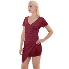 Metallic Mesh Screen 2-red Short Sleeve Asymmetric Mini Dress by impacteesstreetweareight