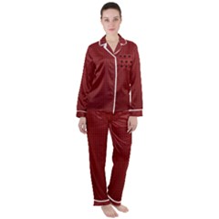 Metallic Mesh Screen 2-red Satin Long Sleeve Pajamas Set by impacteesstreetweareight