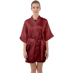 Metallic Mesh Screen 2-red Half Sleeve Satin Kimono  by impacteesstreetweareight