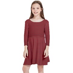 Metallic Mesh Screen 2-red Kids  Quarter Sleeve Skater Dress by impacteesstreetweareight