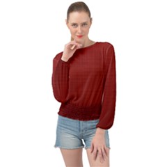 Metallic Mesh Screen 2-red Banded Bottom Chiffon Top