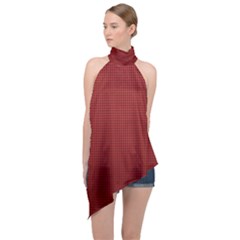 Metallic Mesh Screen 2-red Halter Asymmetric Satin Top by impacteesstreetweareight