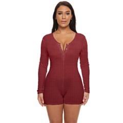 Metallic Mesh Screen 2-red Long Sleeve Boyleg Swimsuit by impacteesstreetweareight