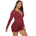 Metallic Mesh Screen 2-red Long Sleeve Boyleg Swimsuit View3