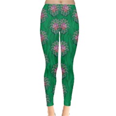 Lotus Bloom In The Blue Sea Of Peacefulness Leggings  by pepitasart