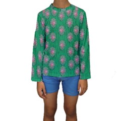 Lotus Bloom In The Blue Sea Of Peacefulness Kids  Long Sleeve Swimwear by pepitasart