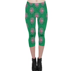 Lotus Bloom In The Blue Sea Of Peacefulness Capri Leggings  by pepitasart