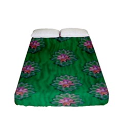 Lotus Bloom In The Blue Sea Of Peacefulness Fitted Sheet (full/ Double Size) by pepitasart