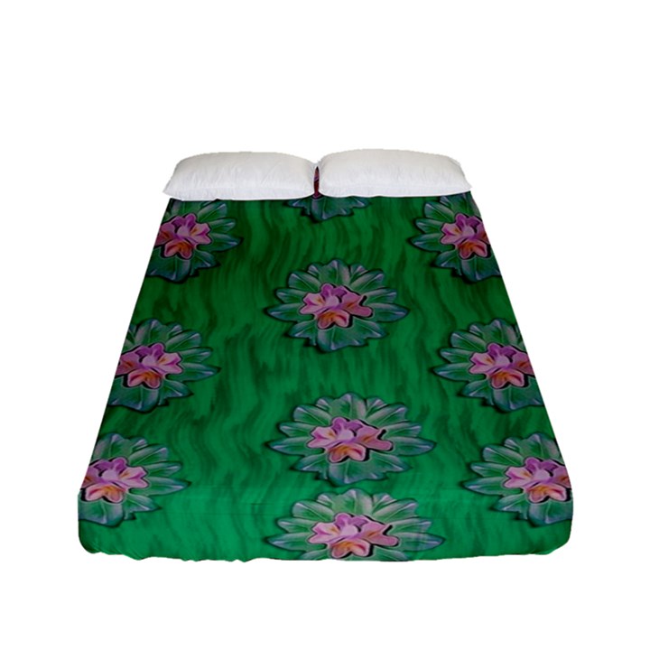 Lotus Bloom In The Blue Sea Of Peacefulness Fitted Sheet (Full/ Double Size)